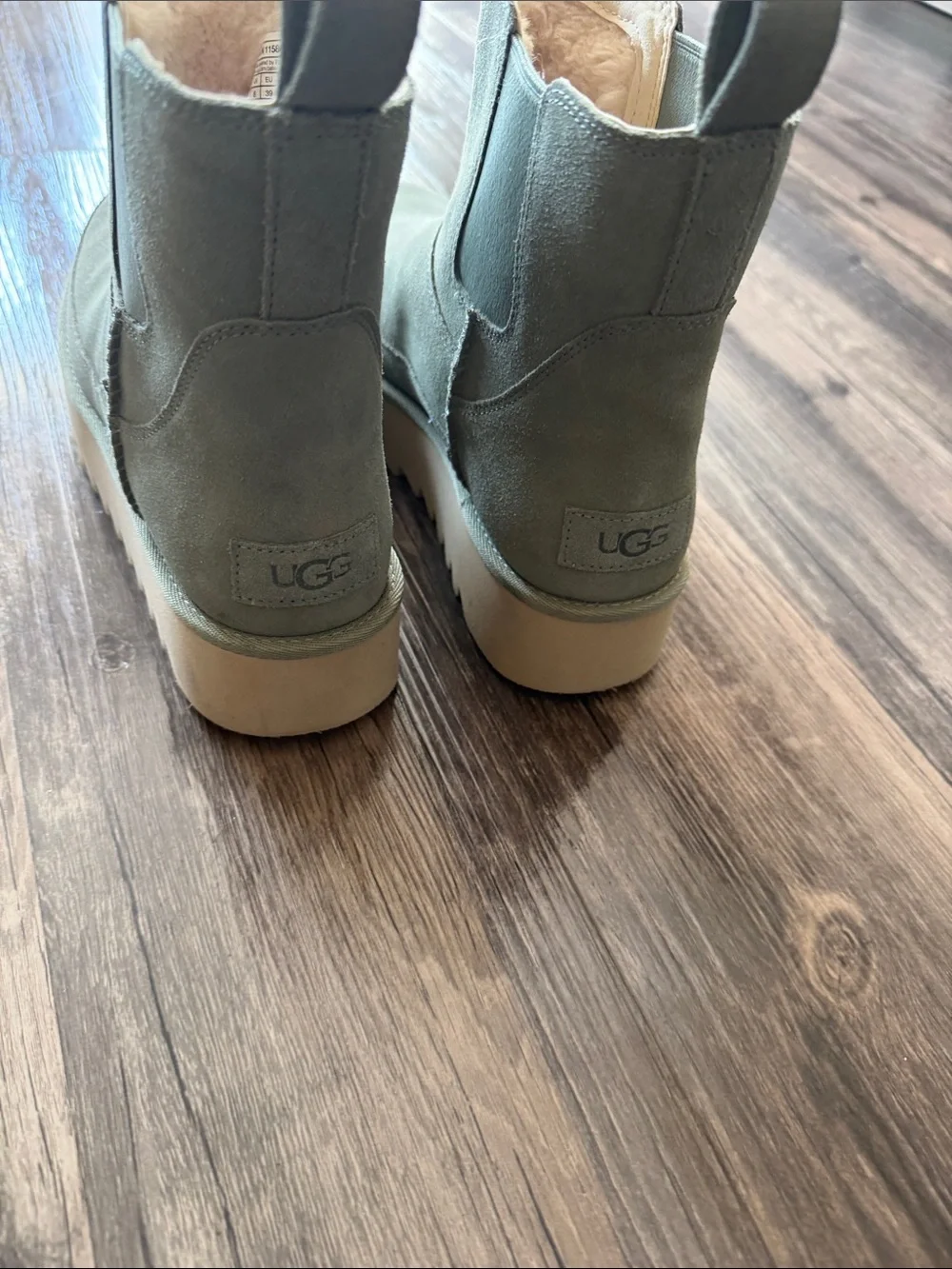 UGG Women's Sage Green Suede Platform Ankle Boots